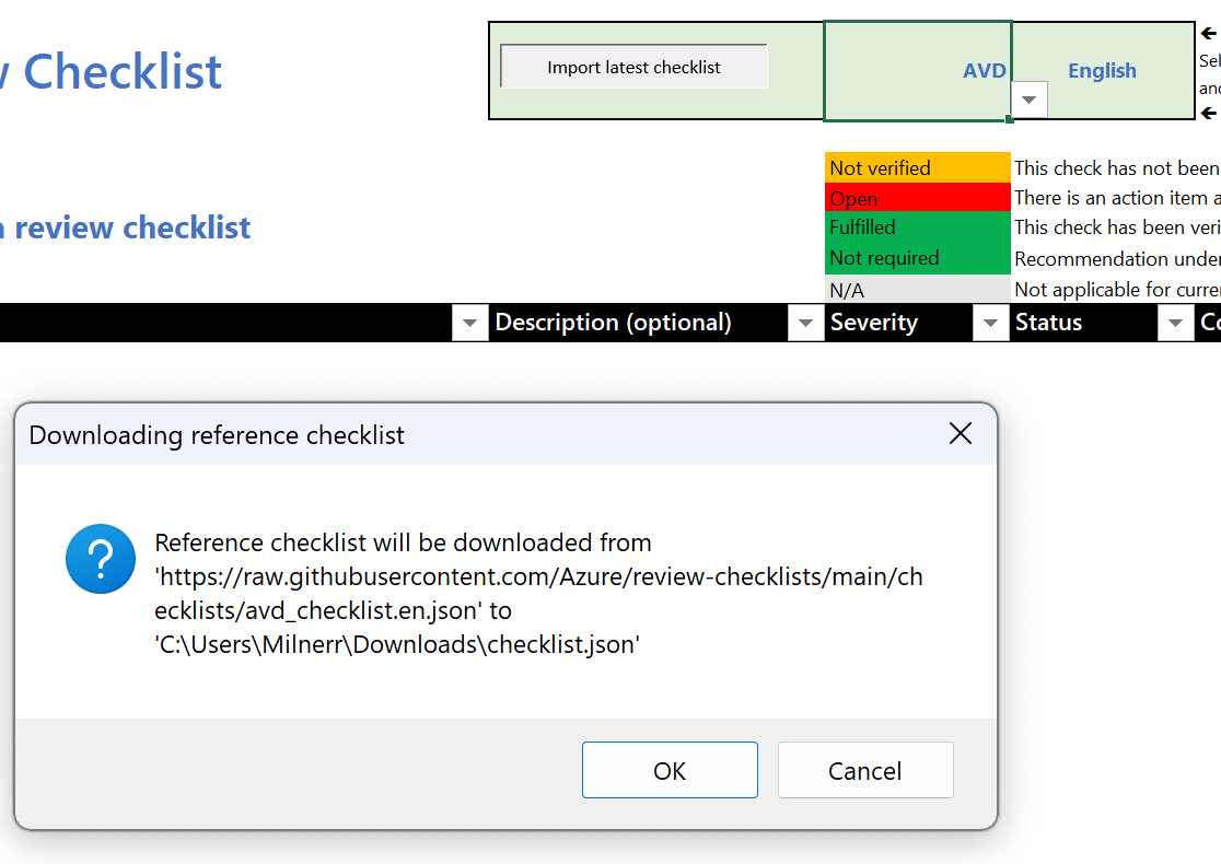 How to use Azure checklists